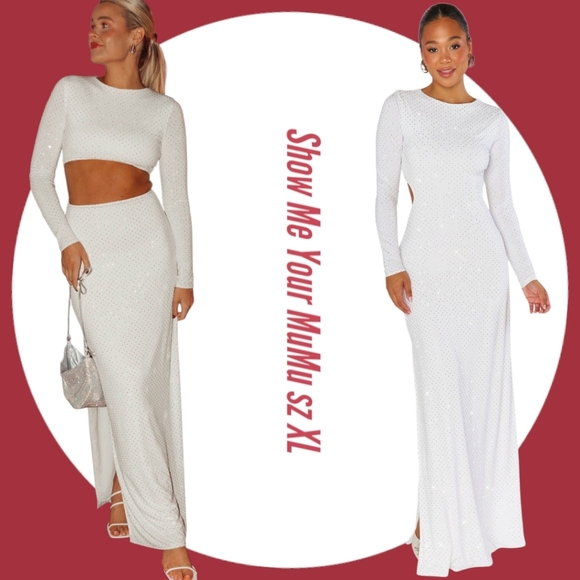 Show Me Your Mumu Woman's Dress White Sleek Reversedcut Cut Out Maxi Dress - Picture 1 of 14